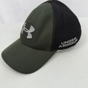 Under Armour Men's Golf Baseball Cap Hat Green Black Mesh Logo Size L XL